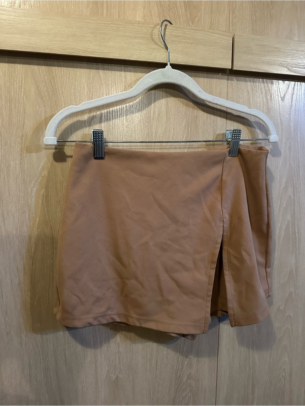 SHEIN Brown High-Waist Mini Skort with Front Slit